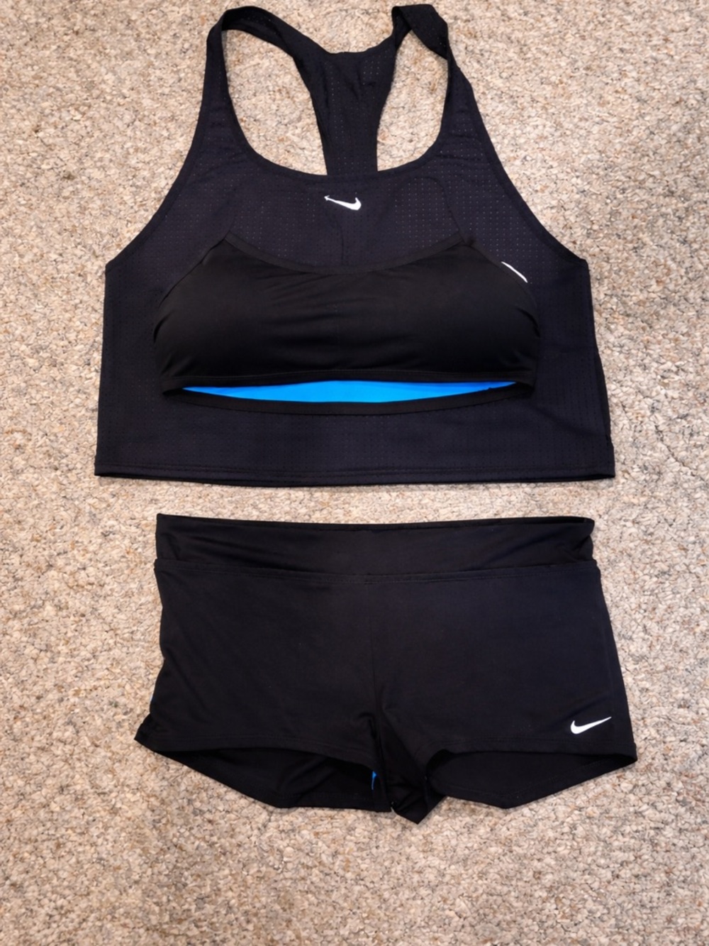 Brand NWOT Nike Layered Tankini Set. Never Worn, No Flaws. BLACK & TEAL 🖤🩵 - Picture 2 of 2